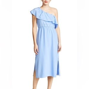 Club Monaco one-shoulder ruffle silk dress